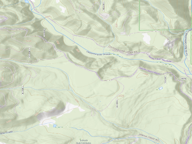 USGS topographic map of USFS dispersed camp — MT #707