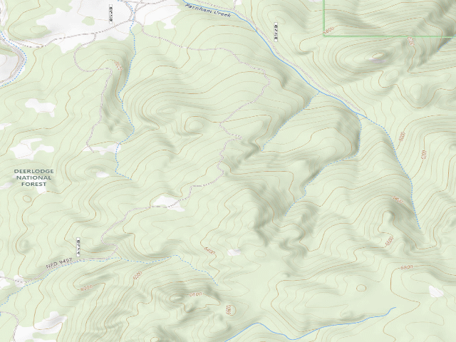 USGS topographic map of USFS dispersed camp — MT #71
