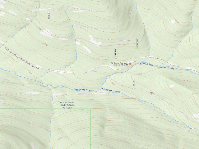 USGS topographic map of USFS dispersed camp — MT #721