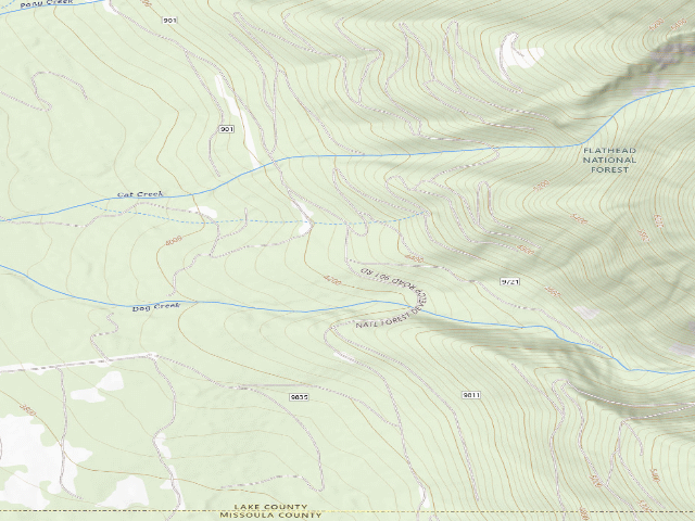 USGS topographic map of USFS dispersed camp — MT #727