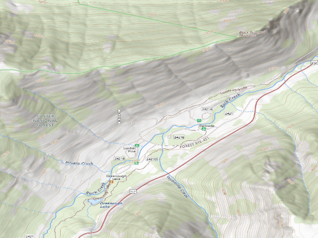 USGS topographic map of USFS dispersed camp — MT #748