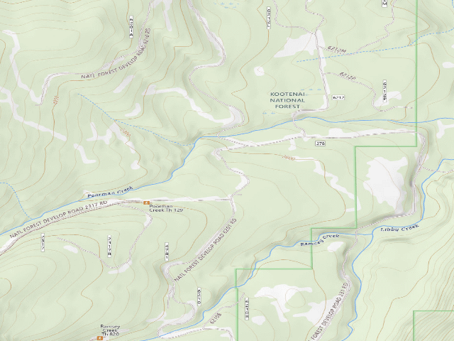 USGS topographic map of USFS dispersed camp — MT #750