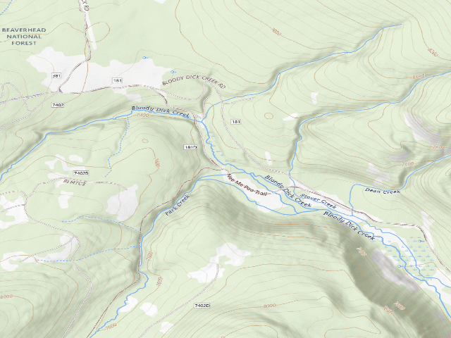 USGS topographic map of USFS dispersed camp — MT #753