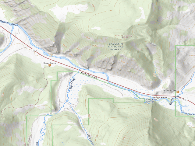 USGS topographic map of USFS dispersed camp — MT #764