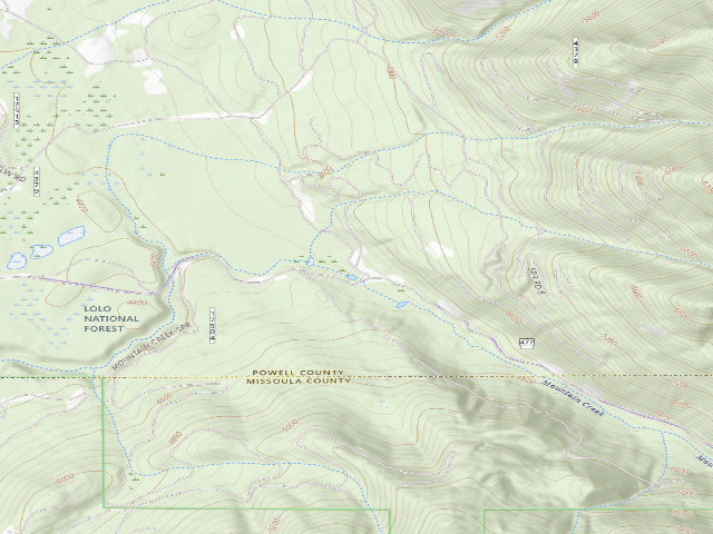 USGS topographic map of USFS dispersed camp — MT #770