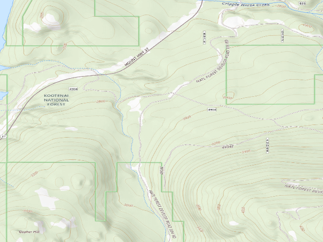 USGS topographic map of USFS dispersed camp — MT #789