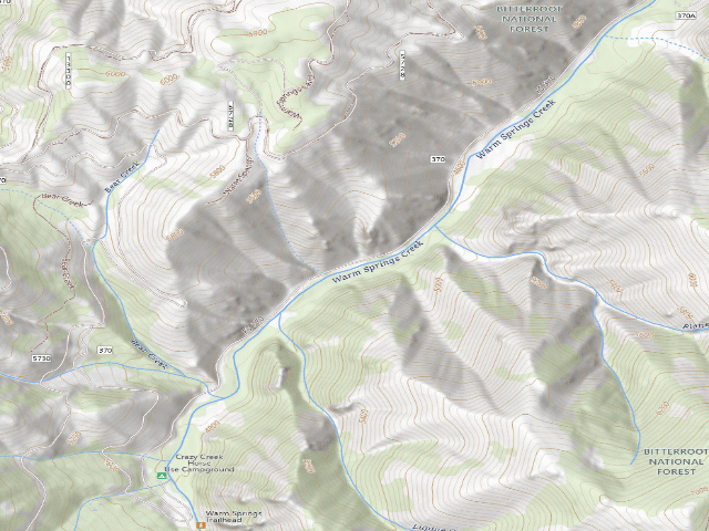 USGS topographic map of USFS dispersed camp — MT #824