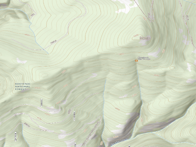 USGS topographic map of USFS dispersed camp — MT #834