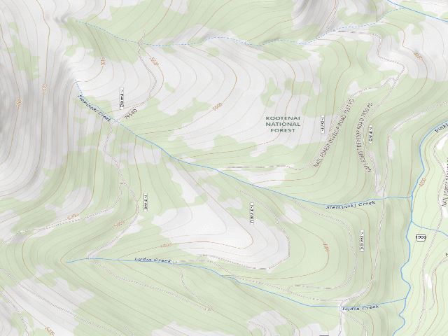 USGS topographic map of USFS dispersed camp — MT #835