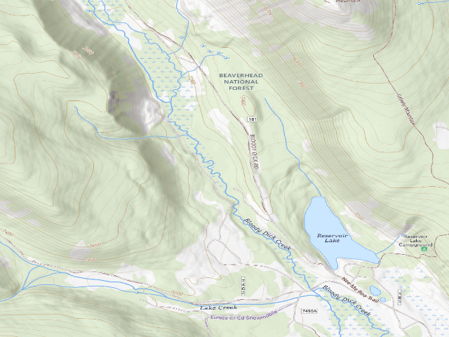 USGS topographic map of USFS dispersed camp — MT #850