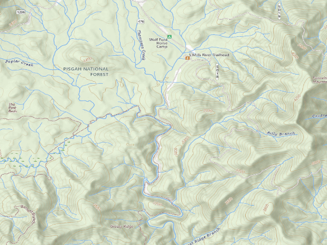 USGS topographic map of USFS dispersed camp — NC #4