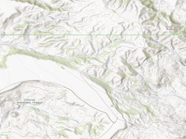 USGS topographic map of USFS dispersed camp — SD #10