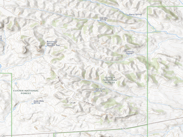 USGS topographic map of USFS dispersed camp — SD #4