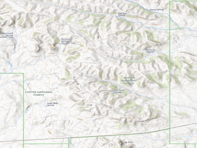 USGS topographic map of USFS dispersed camp — SD #9
