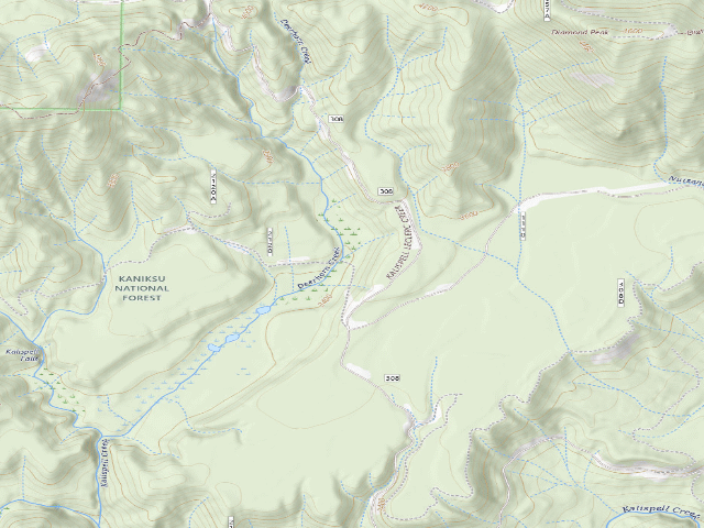USGS topographic map of USFS dispersed camp — WA #13