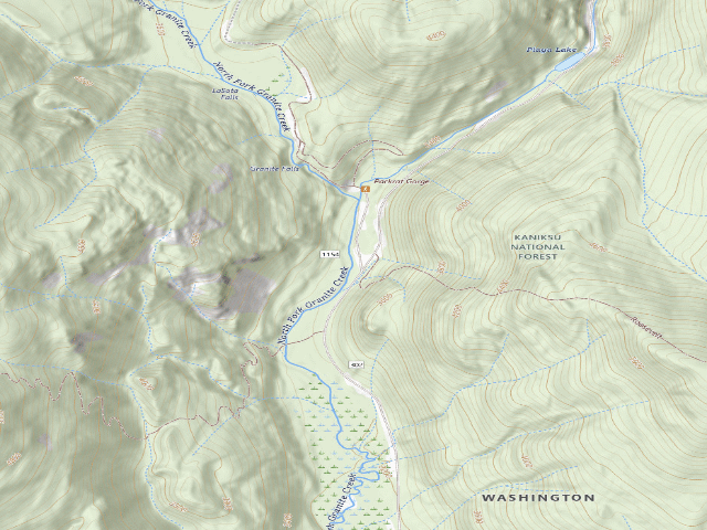 USGS topographic map of USFS dispersed camp — WA