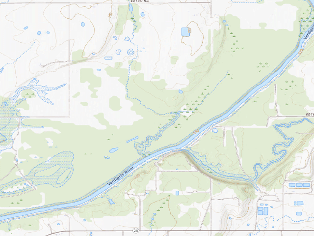 USGS topographic map of UV East (Oologah WMA)