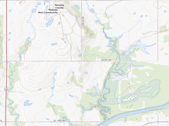 USGS topographic map of UV West (Oologah WMA)