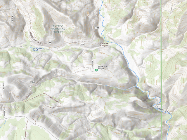USGS topographic map of Valentine Ridge Campground