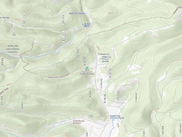 USGS topographic map of Valle Tio Vinces Campground