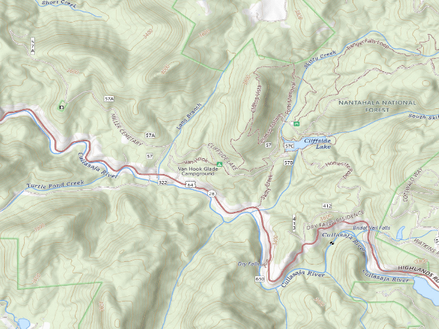 USGS topographic map of Van Hook Glade Campground