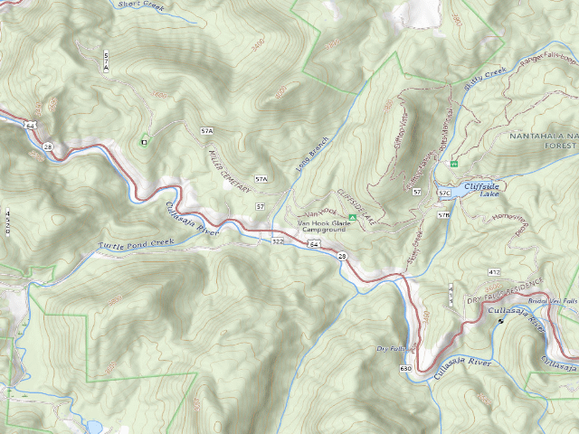 USGS topographic map of Van Hook Glade Campground