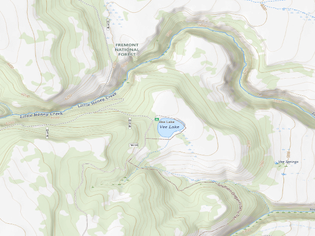USGS topographic map of Vee Lake Campground