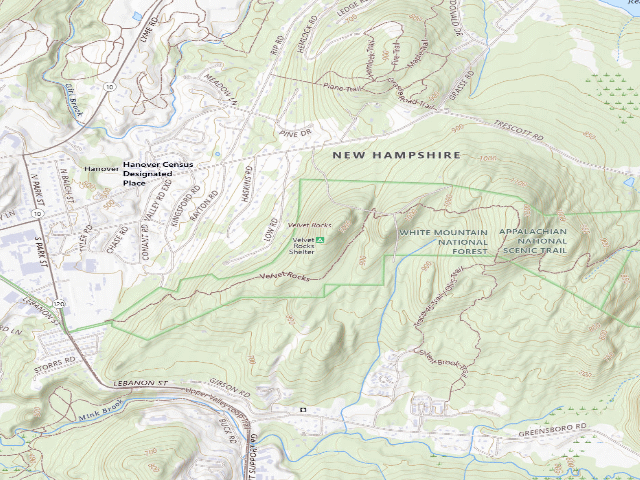 USGS topographic map of Velvet Rocks Shelter