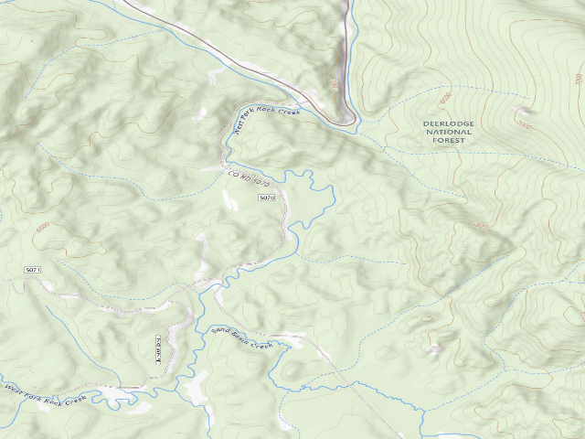 USGS topographic map of W Fk Rock Cr