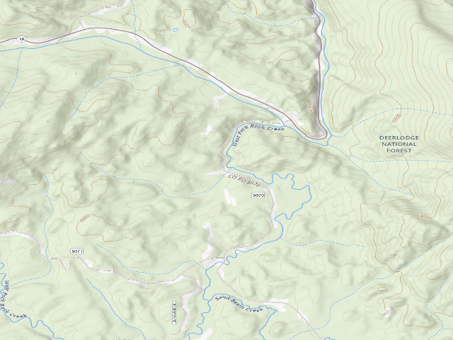USGS topographic map of W Fk Rock Cr