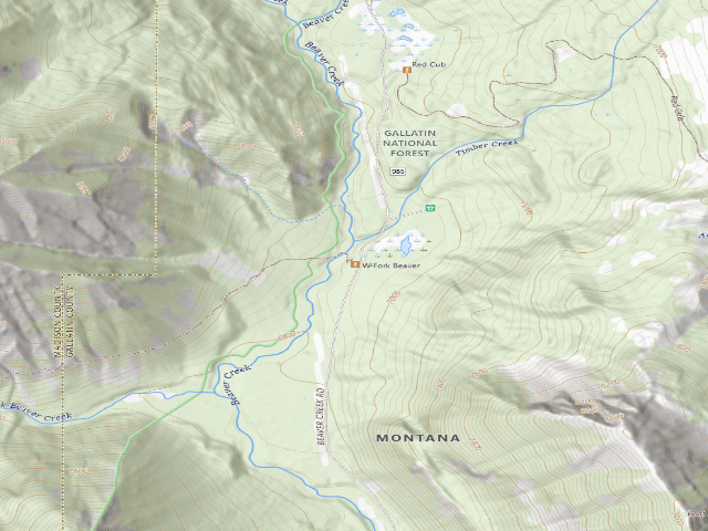 USGS topographic map of W.Forkbvr Trailhead