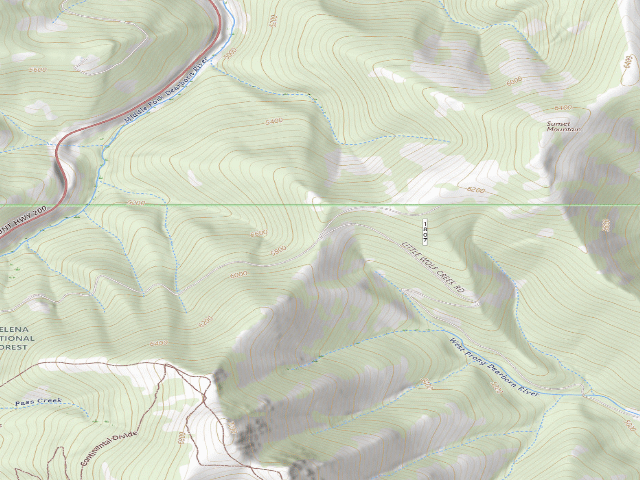 USGS topographic map of W Prong-Rd-1807-001