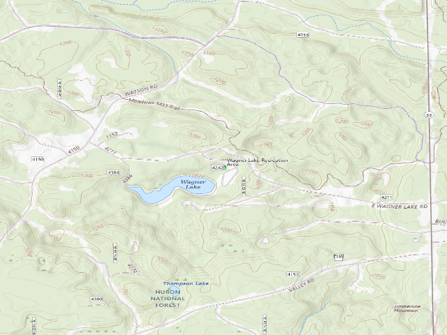 USGS topographic map of Wagner Lake Recreation Area