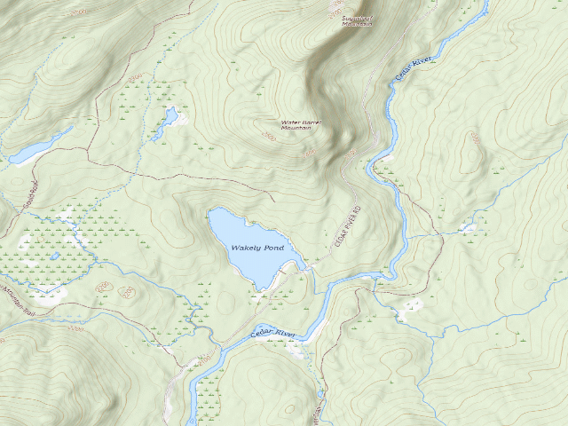 USGS topographic map of Wakely Pond (Moose River Plains Wild Forest)