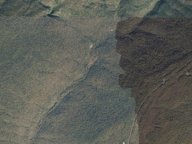 Aerial image of Walls of Jericho -- Hurricane Creek primitive camping area (near Clark Cemetery)