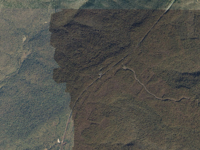 Aerial image of Walls of Jericho primitive camping area (north end of the hiking trail parking lot)
