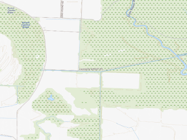 USGS topographic map of Walter Will Bryant Cannon Brake Access Camping Area #1