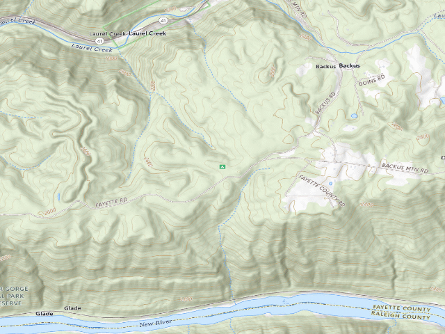 USGS topographic map of War Ridge / Backus Mountain Campground