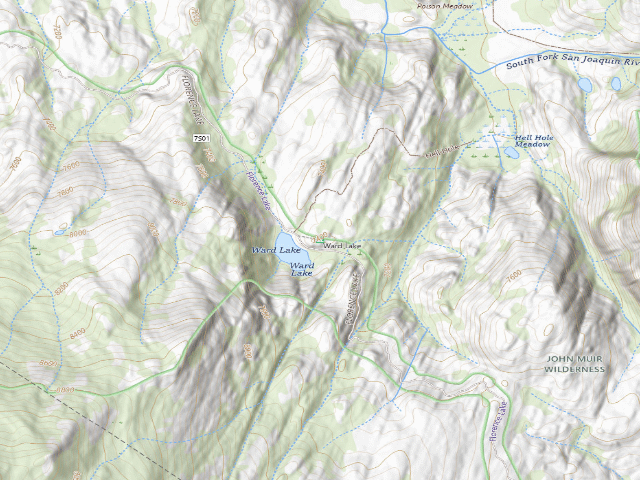 USGS topographic map of Ward Lake