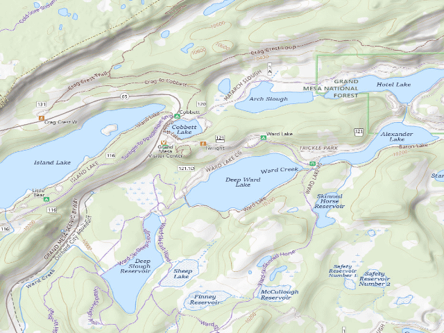USGS topographic map of Ward Lake Campground