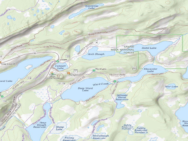 USGS topographic map of Ward Lake
