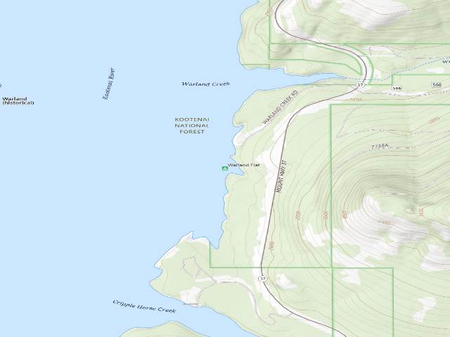 USGS topographic map of Warland Flat