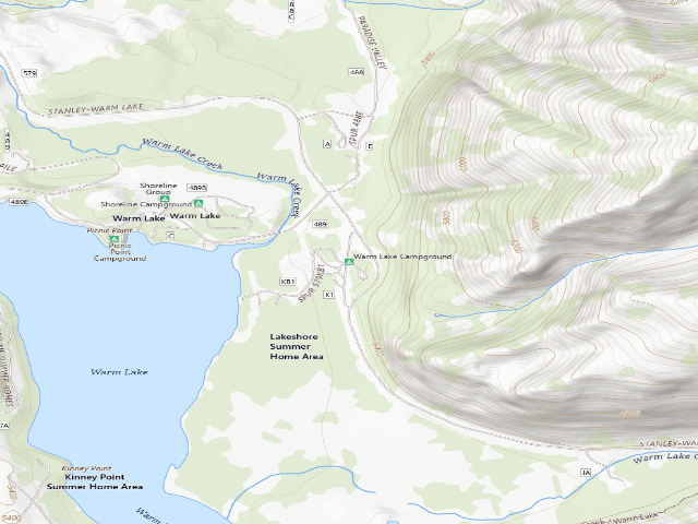 USGS topographic map of Warm Lake Campground
