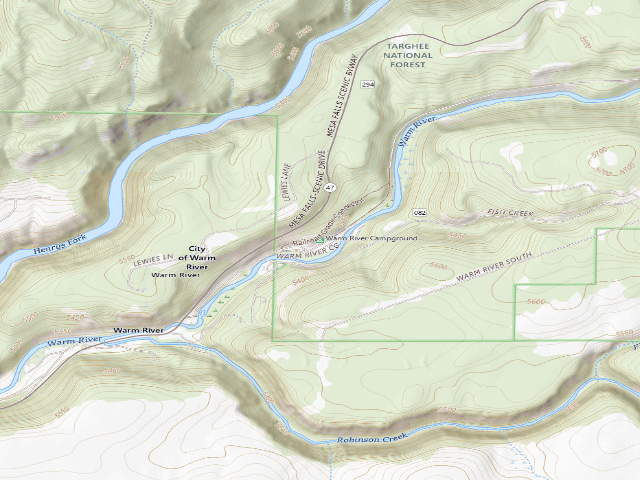 USGS topographic map of Warm River Campground