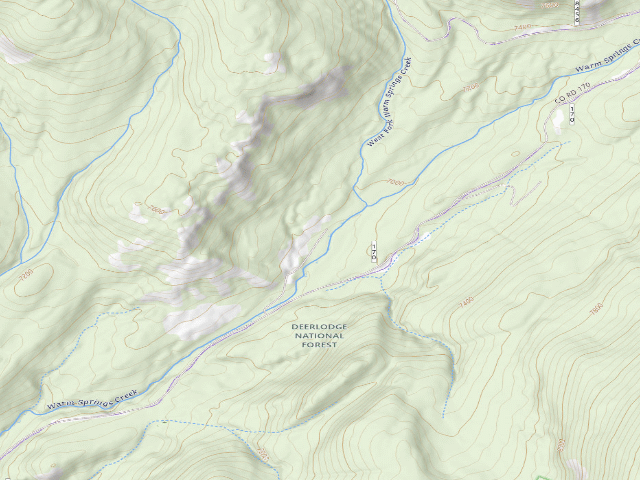USGS topographic map of Warm Springs Creek-001A