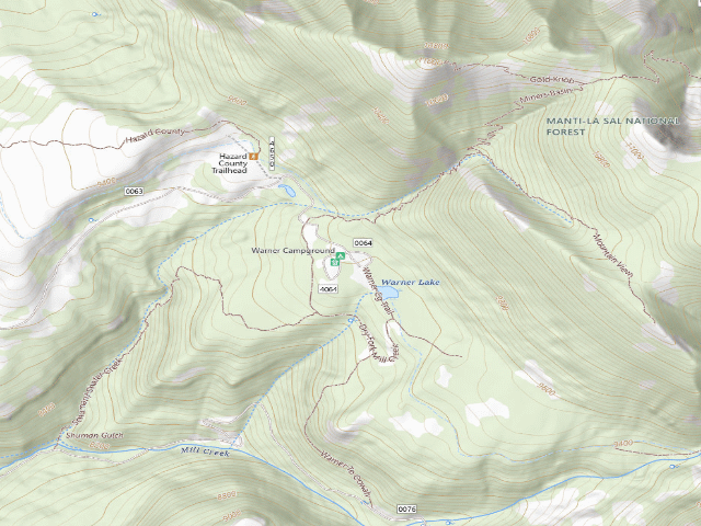 USGS topographic map of Warner Campground