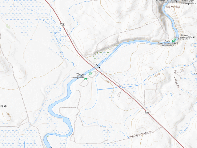 USGS topographic map of Warren Bridge Campground