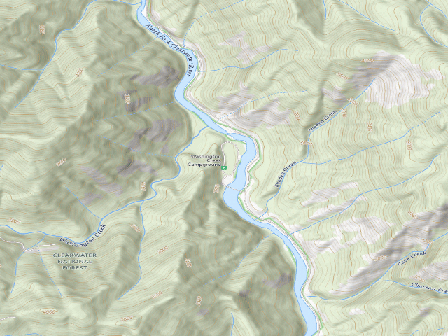 USGS topographic map of Washington Creek Campground