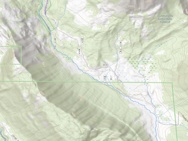 USGS topographic map of Washington Gulch Designated Camping Area