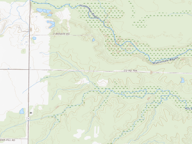 USGS topographic map of Wattensaw Camping Area #19
